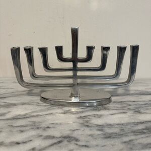 Silver Menorah Candle Holder modernist pewter